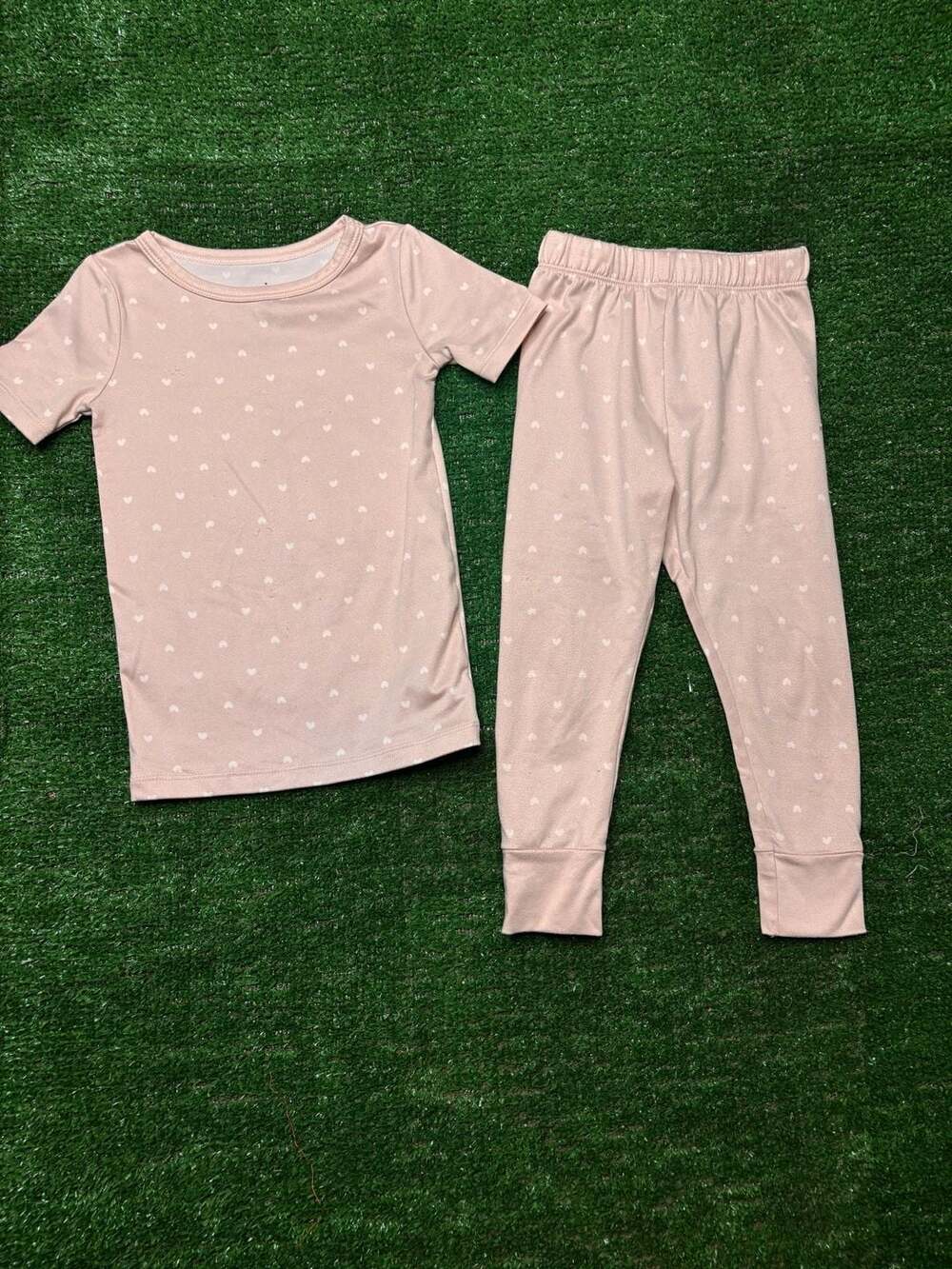 Cloud Island Toddler Girls Short Sleeve Pajama Set Pink Hearts Size 2T